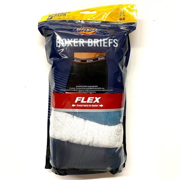 Men's Dickies 5-Pack Cotton Contour Pouch Boxer Briefs Blue Assorted XL (40-42) - Picture 1 of 4